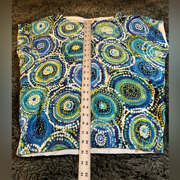 Medium circle pattern blue green white Joseph A. sweater - Picture 3 of 5